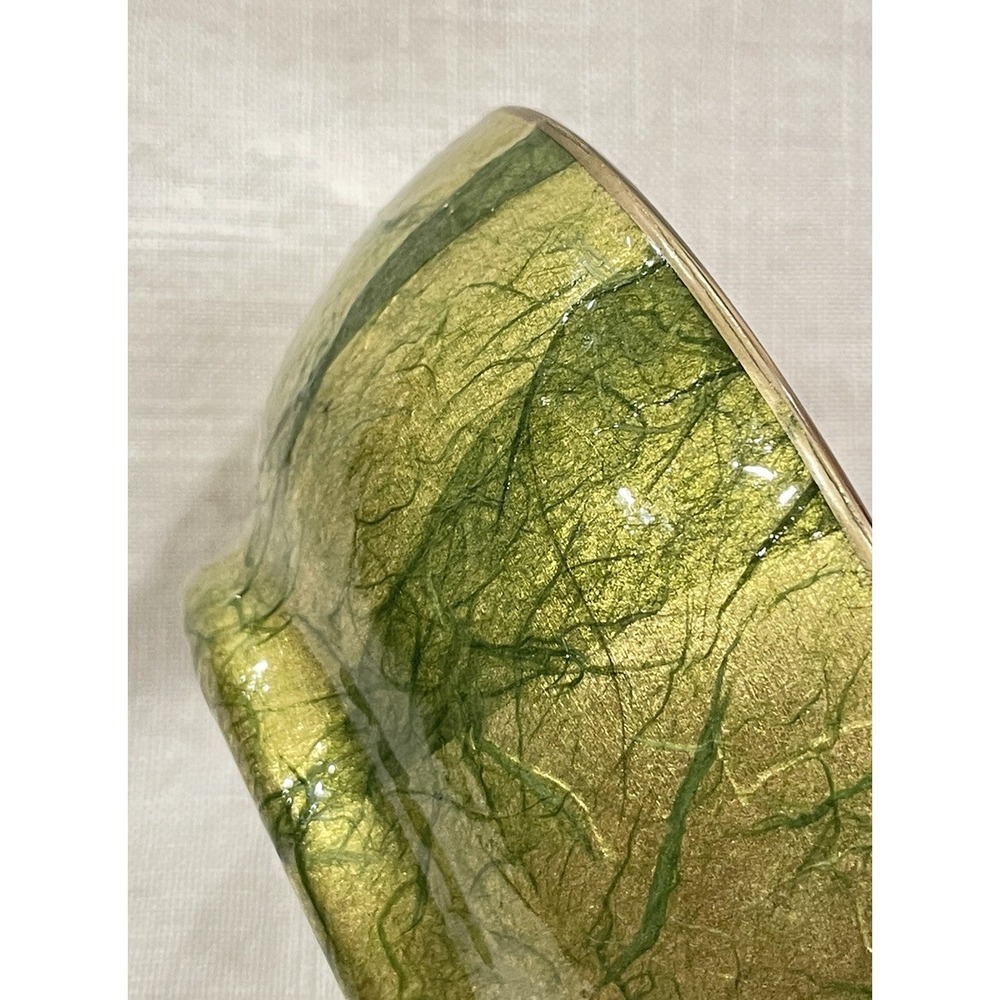 Scott Potter Fish And Shells In Gold And Green Small Bowl 5in Across SIGNED - Picture 13 of 16